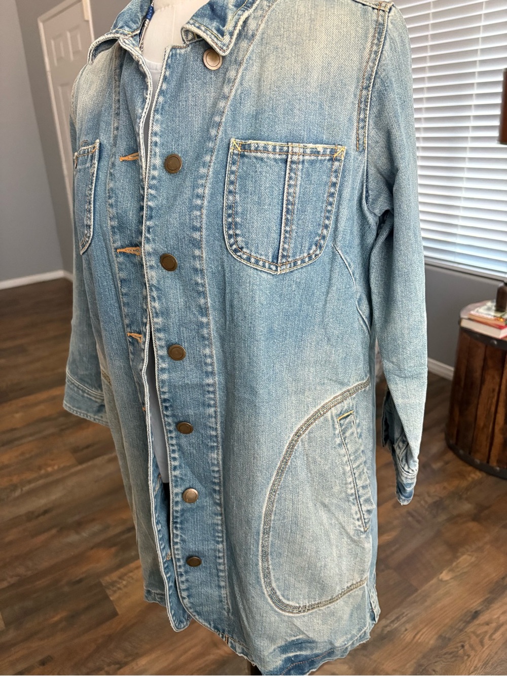 Light Blue Denim Women's Long Jacket